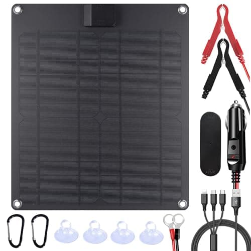 Lixada 15W Solar Panel,12V Portable Waterproof Flexible Monocrystalline Silicon Outdoor USB Solar Charging Panel Mobile Power Solar Charger for Fan,Cellphone,Security Camera Outdoor