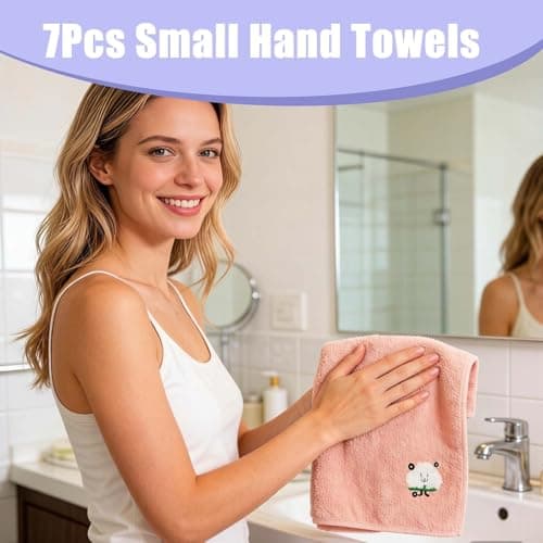 7 Pack Kids Face Towels with Cute Animal Embroidery, Soft Fingertip Towels — view 4