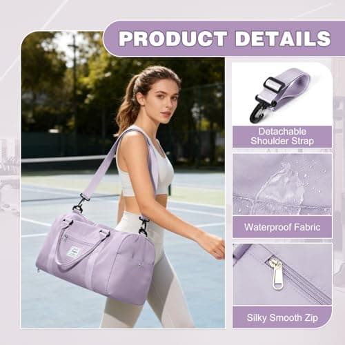 WEPLAN Gym Bag Womens Men Sports Fitness Bags Weekend Overnight Bag Travel Duffle Bags for Women with Shoes Compartment Wet Pocket,Holdall Hospital for Swimming Carry on Hand Luggag,A11-Purple — view 6