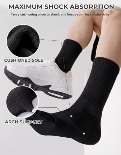 VoJoPi Mens Socks 5 Pairs Cushioned Crew Cotton Work Sports Socks — view 3