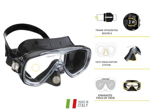 Cressi Single Lens Mask & Snorkel Set - Tempered Glass Diving Mask - Snorkel Set Adults for Pools & Sea - Quick-Adjust Buckles for Scuba Diving Equipment - Black / Black - Combo Set — view 6