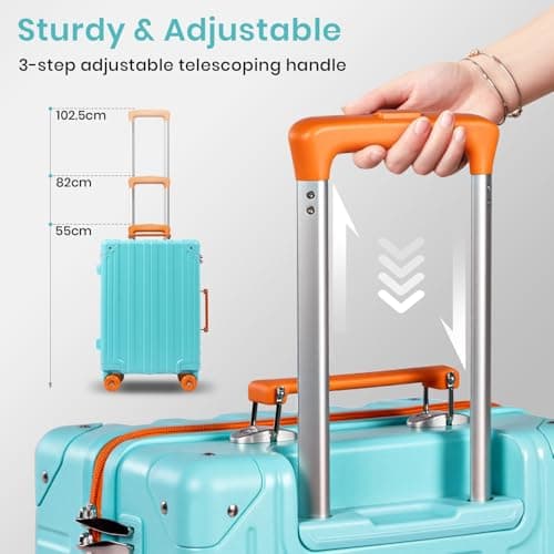 Tavoxda Cabin Suitcase 55x40x20cm Super Lightweight PC Hard Shell Carry on Suitcase with TSA Lock & 4 Spinner Wheels 20inch, Lake Blue — view 6