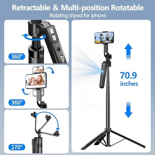 yAyusi Automatic Face Tracking Tripod 360° Rotation, 180 cm With Sensor and Stand, No App, Gesture Control, Smart Selfie Stick for Video/Live — view 4