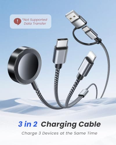 Upgraded 3 in 2 Apple Watch Charger iPhone Charger Cable Travel Essentials — view 2