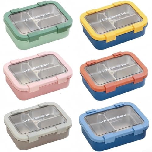 Stainless Steel Lunch Box 3 Compartment Leakproof Lunch Container with Lids for Adults and Kids Storage, Dishwasher Safe Removable Tray, for Travel Outdoor Food Carrying(Orange) — view 3