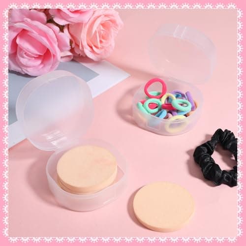 Dplolng 2 Packs Cotton Round Holder, Plastic Travel Cosmetic Pad Dispenser Case, Portable Sealed Storage for Makeup Remover Balls, Pads, Puff, Floss, Beads, Jewelry, Small Items — view 4