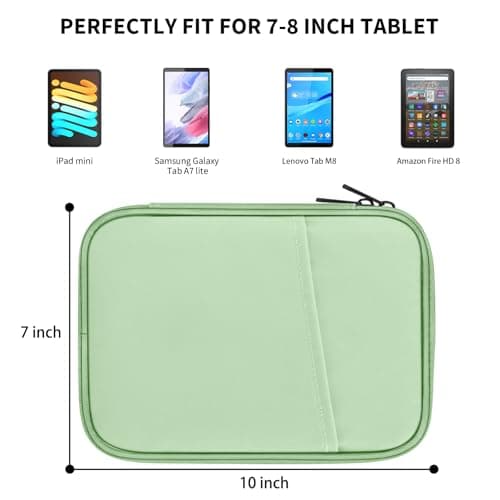 HoYiXi Universal Sleeve Bag for 7-8 inch Tablet Fire HD 8/Fire HD 8 Plus Compatible iPad Mini (6th Gen) 8.3" 2021, iPad Mini 5/4/3/2/1, Tab A8, 7"-8" inch Android Tablet Sleeve Case -Green — view 2
