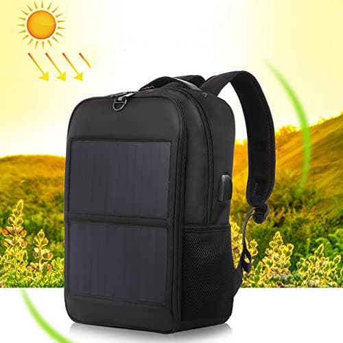 14W Solar Panel Power Backpack, Solar Powered Backpack, Laptop Bag Waterproof Ergonomic Solar Power Backpack with Handle and USB Charging Port — view 3