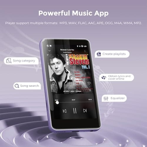 innioasis 16GB MP3 Player with Bluetooth and wifi, MP3 Player for Kids with Spotify, Spotify Kids, Pandora, Audible, 4.0" Touch Screen Music Player with Parental Controls, Up to 1TB(Pure Purple) — view 3