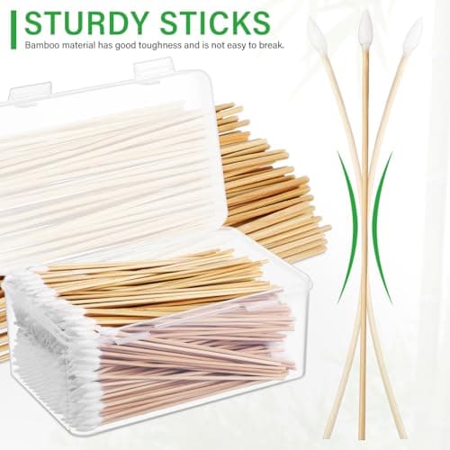 Gatuida 500pcs Cotton Swabs Pointed Applicator Multipurpose Use for Keyboards and Earphones High Accuracy Bamboo Stick Travel Pack for Makeup and Cleaning — view 4