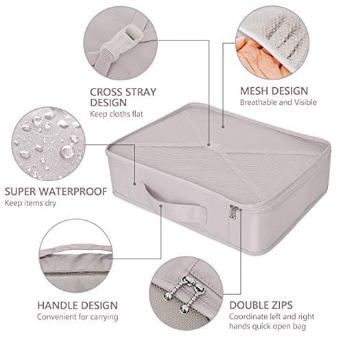 BETLLEMORY Packing Cubes 8 Sets Travel Luggage Organizers with Waterproof Shoe Storage Bag Compression Pouches(Grey) — view 2