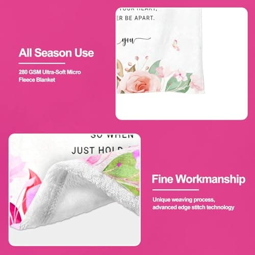 twirush Gifts for Grandma, 60 × 50 in Grandma Gifts from Grandchildren, Unique Design Blanket for Granny on Birthday, Pink Watercolor Floral Flannel Throw Blankets — view 3