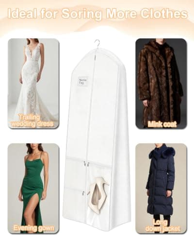72" Breathable Wedding Dress Bag with Pockets and Carrier Bag — view 6