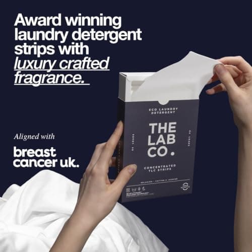The Lab Co. Laundry Detergent Strips Washing Sheets | Eco Ultra-Concentrated | Non-Bio for Sensitive Skin | Non-Toxic Fragrance | EDC-Free | Lab-Tested | Relaxing Cotton Lavender Jasmine | 64 Loads — view 2