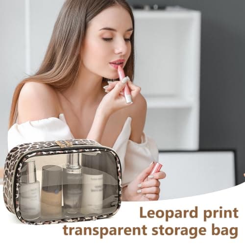 KASESSS Leopard Print Clear Toiletry Bag PVC Transparent Travel Wash Bag — view 6