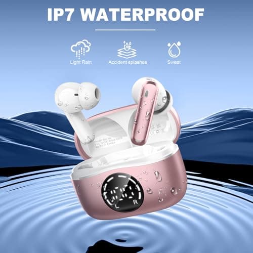 Donerton Wireless Earbuds Bluetooth 5.4, 4 ENC Noise Cancelling Microphone, Bluetooth Earphones HiFi Stereo Deep Bass, 50H Playtime LED Display, IP7 Waterproof Fast Charge in-Ear Headphones — view 5