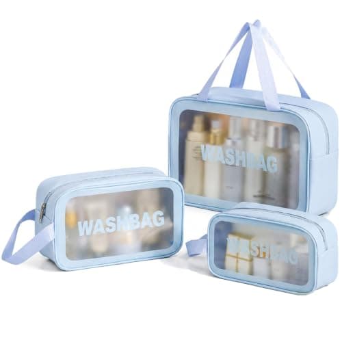 3-Piece Clear PVC Travel Toiletry Bag Set