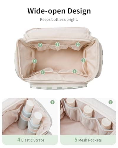 Narwey Wash Bag Women, Large Hanging Toiletry Bags for Women, Travel Bag for Full Size Toiletries, Large Capacity Makeup Cosmetic Bags with Wet Pocket for Travel Essentials (Mint Green Checkerboard) — view 3