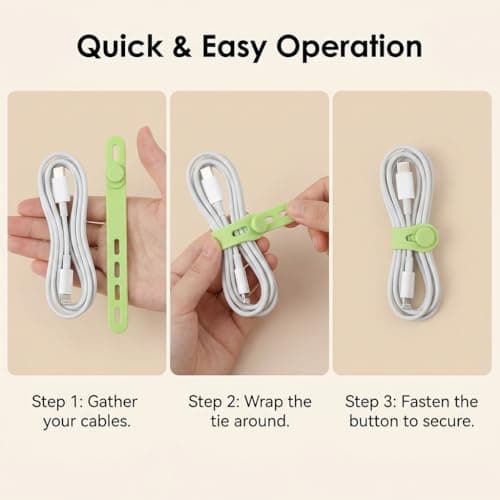 LUCTHY 20 Pcs Silicone Cable Ties, Reusable Data Cable Organiser for Cords — view 3