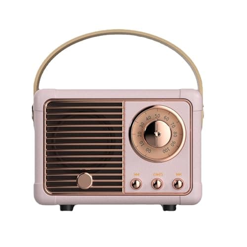 Luonaa Retro Bluetooth Speaker, Vintage Wireless Portable Speaker – Birthday Gifts for Girls, Teenage, Women, Room Decor, Cute Mini Speaker for Travel, Indoor & Outdoor (Pink)