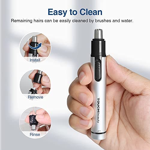 TOUCHBeauty Nose Hair Trimmer for Women/Men, AAA Battery Included, Grey — view 5