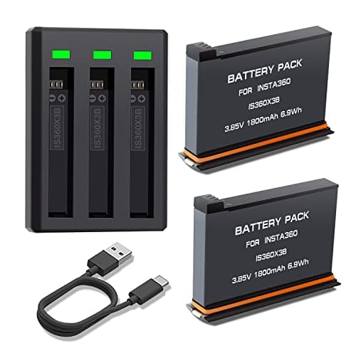1800mAh Replacement Battery and 3 Channel USB Fast Charger for Insta 360 X3