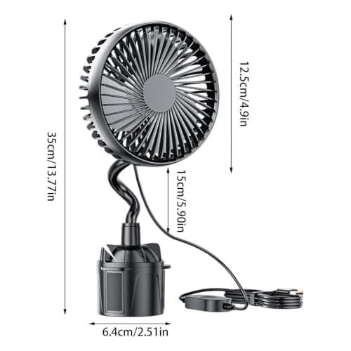 Automotive Cooling Fan - Cup Holder Electric Single Head Vehicle Fan — view 5