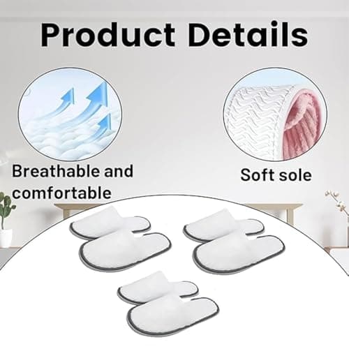 FJDRSIG 3 Pairs Hotel Slippers,Soft Coral Fleece Spa Slippers,Non Slip Washable Reusable Guest Shoes,for Spa Party Guest Swimming Pools and Travel,White Color Comfortable Indoor Outdoor Use — view 3