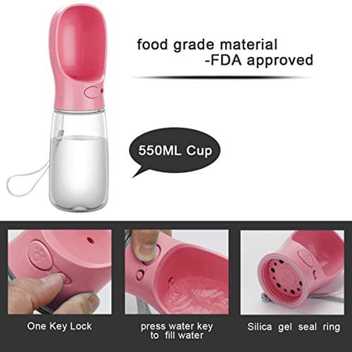 COTOP Dog Water Bottle Portable Dog Drinking Bottles for Walking Travel,Leak-Proof Puppy Water Dispenser & Feeder for Hiking, Camping, Outdoor Doggy Drinking Gift-550ml — view 3
