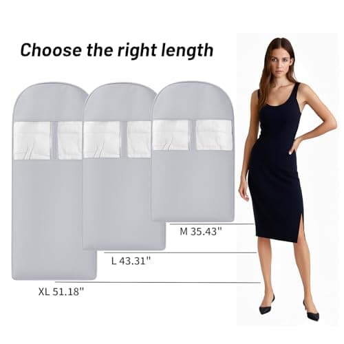 Space Saving Hanging Compression Garment Bag with Zipper for Closet Storage, Hanging Clothes Storage Bag, Garment Covers for Coats and Down Jackets (Gray, XL) — view 2