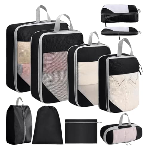 SYEXDZON Compression Packing Cubes, 8pcs Travel Organisers