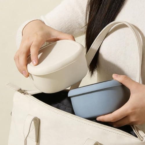 Silicone Collapsible Lunch Box Set,3 Sizes with Portion Control Mark(White) — view 4