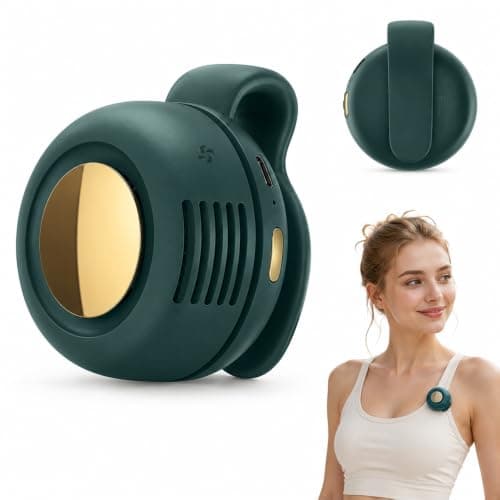 XPJBKC Clip on Fan for Clothes, Small Portable with 3 Speeds, Green | Clip On Mini Bladeless Fan, Rechargeable Hands Free, Whirlwind Clip Waist Neck Fan, for Outdoor Travel Office Household