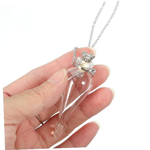GARVALON Miniature Glass Drifting Bottle Necklace with Chain, Easy to Travel Small Glass Jar Pendant for Storing Honeymoon Souvenirs, Honeymoon Gift Accessory — view 6
