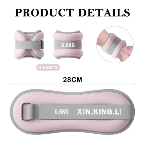 Ankle Weights 0.5kg-2kg Adjustable Neoprene Pair for Women Men — view 2