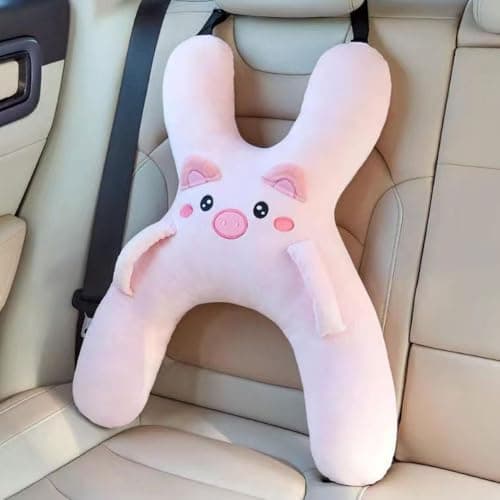 Car Pillow for Kids, H-shaped Neck And Back Comfort, Cozy Neck Head Support Sleeping Headrest for Travel, Hands & Seat Belt Slot, Washable And Compressible, Perfect for Car,Plane,Train,Boat & More