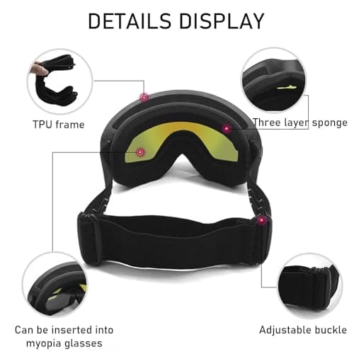 DAVBNM Snowboard Ski Goggles Men Women Youth,Windproof and UV Protection,Winter Snow Goggles Spherical,Winter Sports Protective Glasses,Suitable for Outdoor Sports — view 4