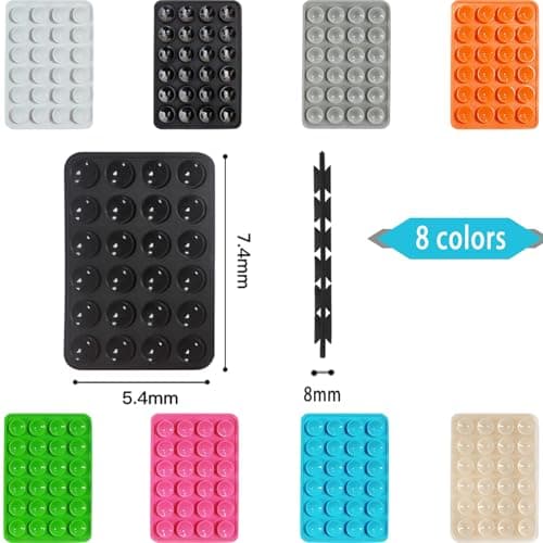 Yicoovey 8 Pack Double Sided Silicone Suction Cup Mount - Universal Phone Holder with Adhesive Base for All Models, Includes Suction Cup Cases & Anti-Slip Design (Pack of 8) — view 2