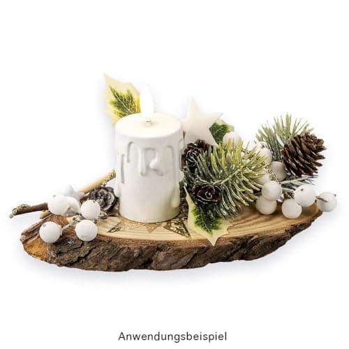 Ideen mit Herz Real Wax Coated LED Candles | Pack of 2 | Cream | Christmas | Warm White | Realistic Flame Effect | Timer Function | Battery Operated (with Wax Drops) — view 6