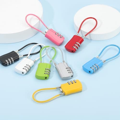 sourcing map 2 Pcs Luggage Travel Lock, 3 Digit Cable Combination Lock 30mm Width Body with 13.5cm Long Cable for Suitcase Bag Cabinets Small Fences Gym, White — view 5