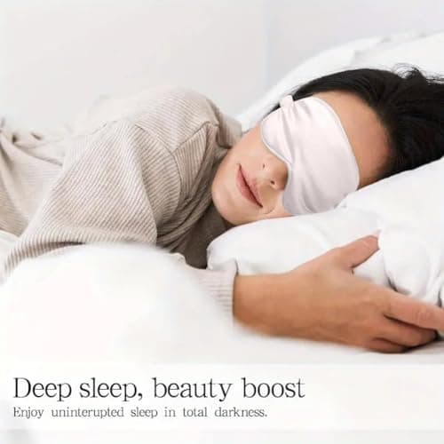 2 Pack Satin Sleep Masks, 3D Contoured Eye Masks for Sleeping, Soft Light Blocking Blindfold with Adjustable Elastic Strap, Comfortable Eye Cover for Travel, Nap & Meditation, Light Pink — view 4
