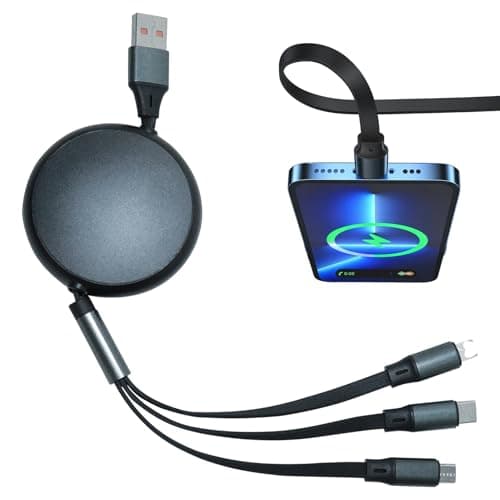 XINML Multi Fast Charger Cable Retractable 3 in 1 Charging Cable 100W, USB C to USBC+PD+Micro USB Portable Travel Chargers for Multiple Devices, Black 1.2M