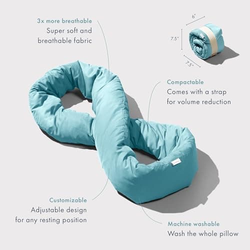 Huzi Infinity Pillow - Travel Neck Pillow - Versatile Soft 360 Support Scarf - Machine Washable - Home Travel Flight Road Trips (Airy Blue) — view 3