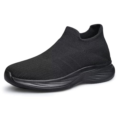 Men Slip On Trainers Barefoot Shoes Walking Shoes Casual Mesh Breathable Comfortable Lightweight for Workouts All Black