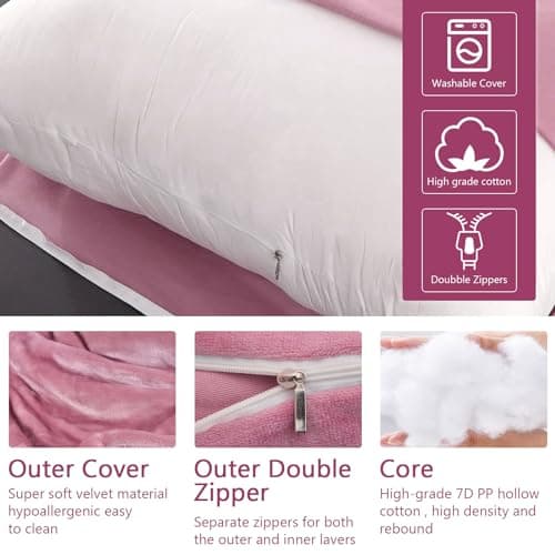 Labtec Pregnancy Pillows for Sleeping, Velvet U-shape Maternity & Body Pillows, Full Body Pillow, Maternity Hips, Legs, Belly For Pregnancy & Back Support Pillow [PINK] — view 5
