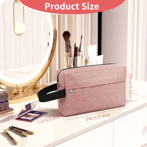 ALIIP Travel Toiletry Wash Bag,Portable Travel Grooming Pouch,Pink — view 2
