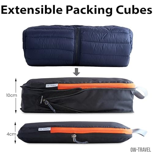OW-Travel Compression Packing Cubes for Suitcases, Black, Medium 4 Pack Set — view 6