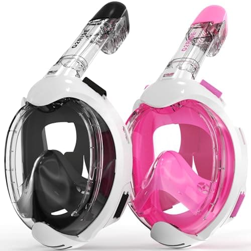 G2RISE Full Face Snorkel Mask Kids Snorkeling Set, 180 Degree Panoramic View, Anti-Fog & Anti-Leak Dry Top Snorkel Set for kids 3-8 (2 Pack)