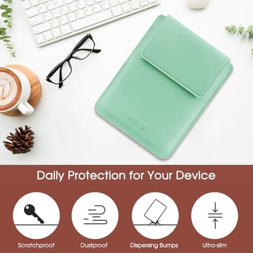 HoYiXi Universal Sleeve Case for 6-inch Kindle/Kobo/Voyaga/Pocketbook/Tolino E-book reader Lightweight Leather Protective Sleeve Case Pouch for 6-inch E-book, Green — view 5