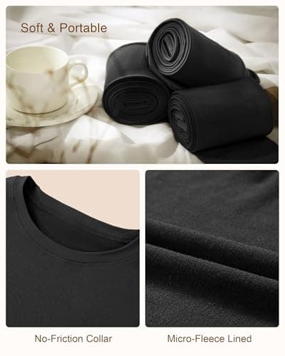 Roadbox Thermal Underwear Base Layer for Women Fleece Lined Crew Neck Long Johns Warm Top & Bootom Set Ski Winter Black — view 4